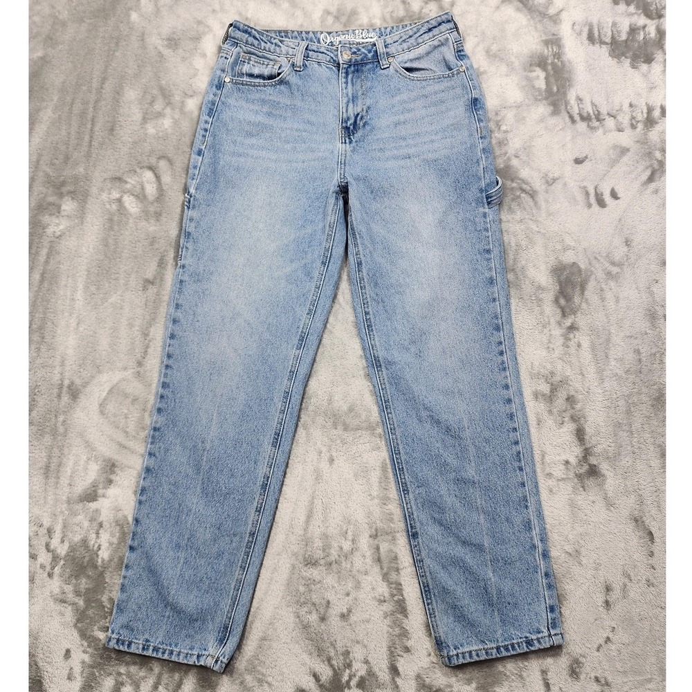 Organic Blue‎ Jeans Womens 7/28 Blue High Rise Relaxed Straight Carpenter Denim